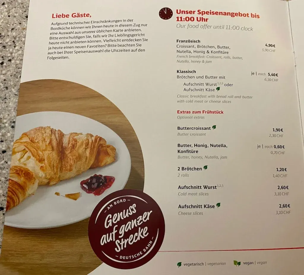 DB Speisekarte Preise
