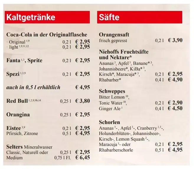 Extrablatt Speisekarte Preise