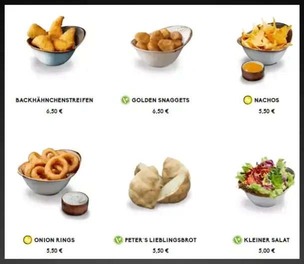 Peter Pane Speisekarte